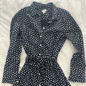 J Crew long sleeve dress blue and white floral print